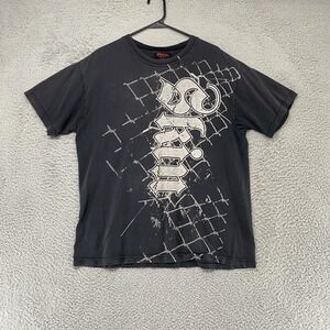 Skin Industries Y2K‎ Shirt Mens XL Black Chainlink Logo Graphic Tee Streetwear